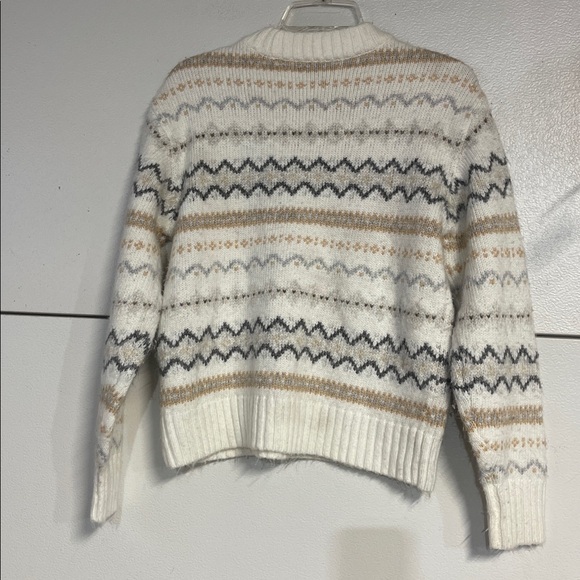 AMERICAN EAGLE WOMENS SO SOFT CREWNECK SWEATER WHITE FAIR ISLE PATTERN XS - Picture 5 of 5